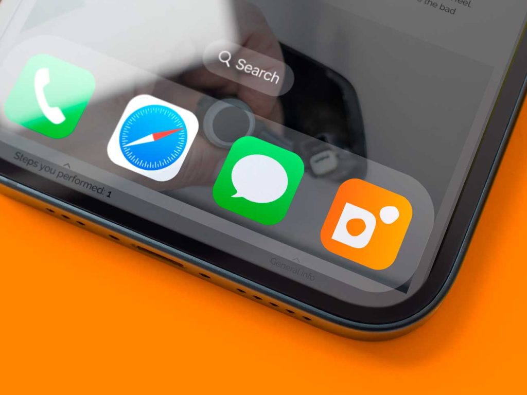 App-ikon med logo til softwarevirksomhed, der repræsenterer virksomhedens tilstedeværelse på mobile enheder.