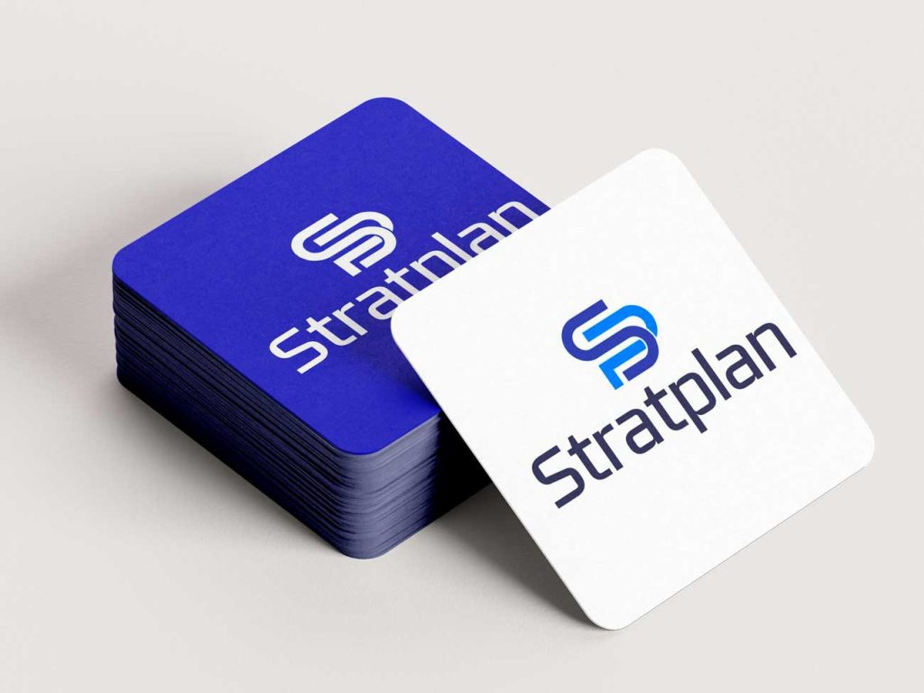 Stratplan logo på visitkort