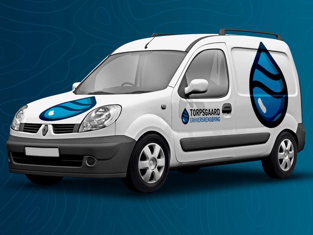 Erhvervsrengøring logo på bil